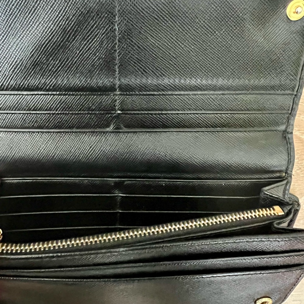PRADA Black Diagramme Saffiano Fiocco Leather Wallet and Card Holder with box - Picture 6 of 12